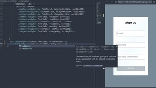 Handling asynchronous validators and mutually dependent fields using Isomorphic-validation library.